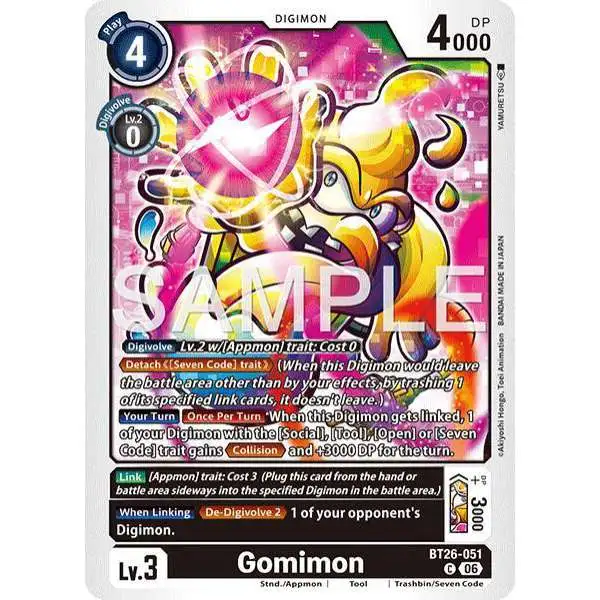 Digimon Trading Card Game Timeless Bonds Common Gomimon BT26-051