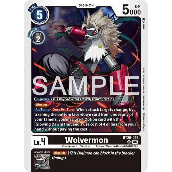 Digimon Trading Card Game Timeless Bonds Uncommon Wolvermon BT26-053