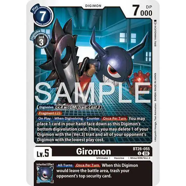 Digimon Trading Card Game Timeless Bonds Uncommon Giromon BT26-055