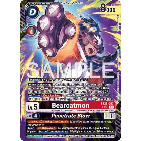 Digimon Trading Card Game Timeless Bonds Super Rare Bearcatmon // Penetrate Blow BT26-057 [Alternate Art]