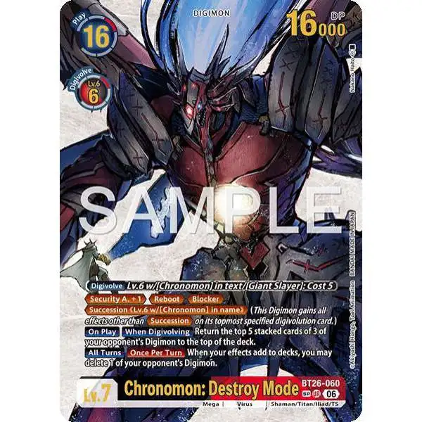 Digimon Trading Card Game Timeless Bonds Ultimate Rare Chronomon: Destroy Mode BT26-060 [SP]