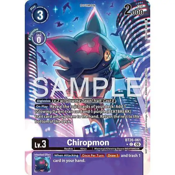 Digimon Trading Card Game Timeless Bonds Common Chiropmon BT26-061 [Alternate Art]