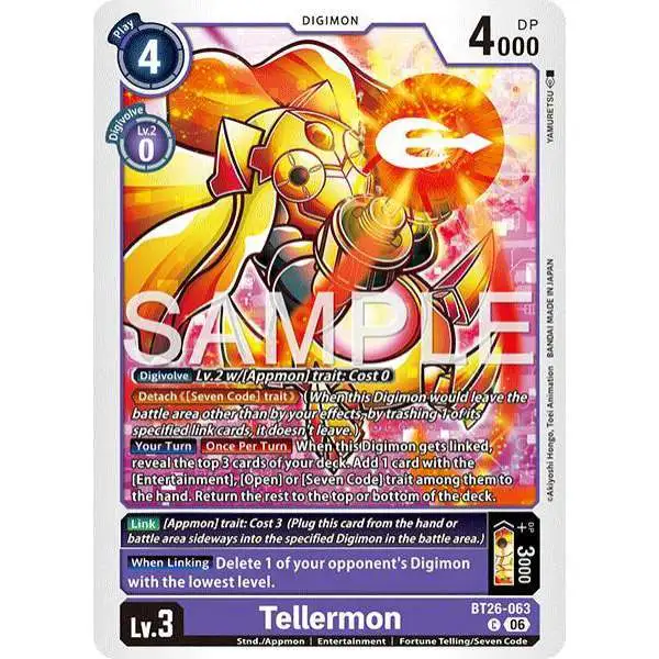 Digimon Trading Card Game Timeless Bonds Common Tellermon BT26-063