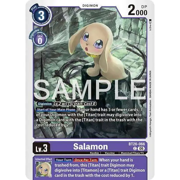 Digimon Trading Card Game Timeless Bonds Common Salamon BT26-066