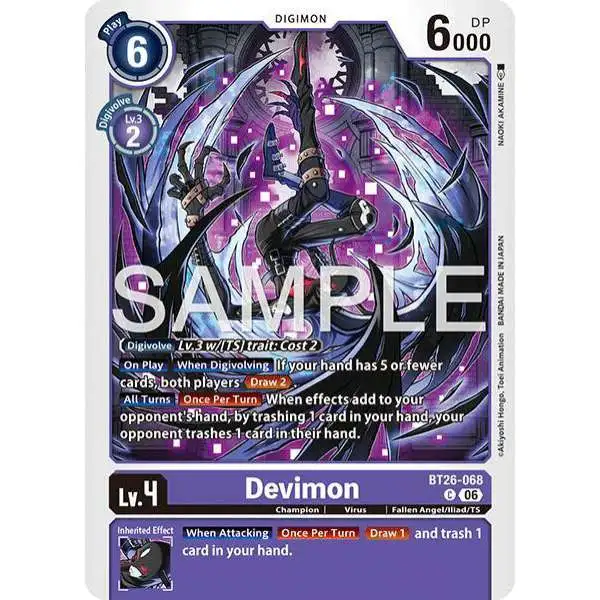 Digimon Trading Card Game Timeless Bonds Common Devimon BT26-068