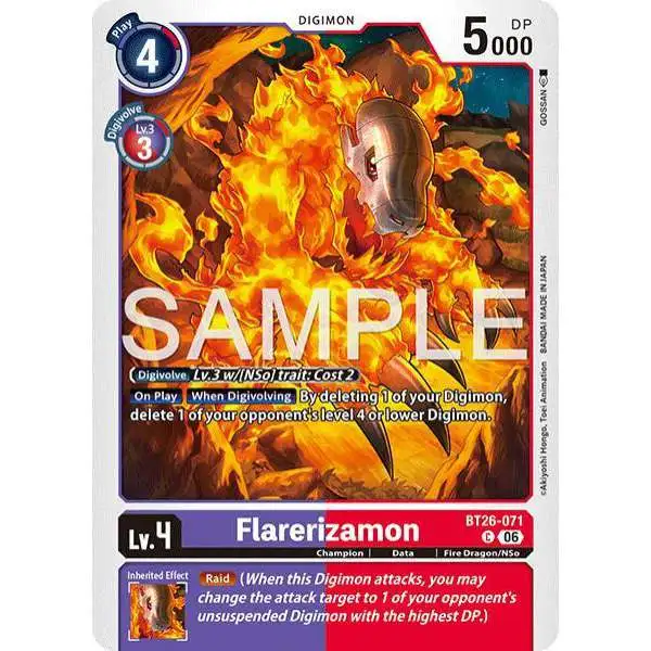 Digimon Trading Card Game Timeless Bonds Common Flarerizamon BT26-071