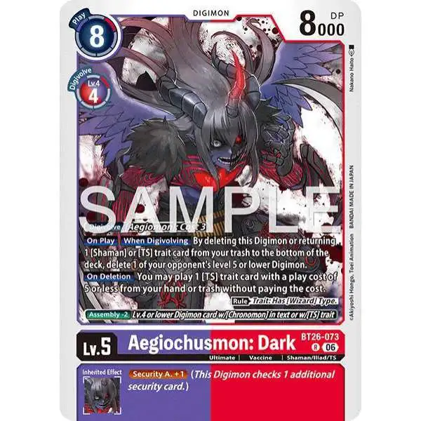 Digimon Trading Card Game Timeless Bonds Rare Aegiochusmon: Dark BT26-073