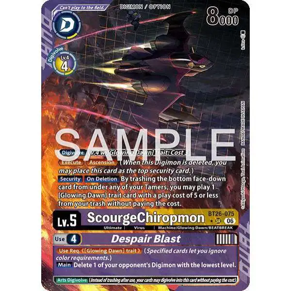 Digimon Trading Card Game Timeless Bonds Super Rare ScourgeChiropmon // Despair Blast BT26-075 [Alternate Art]