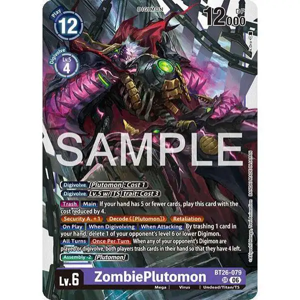 Digimon Trading Card Game Timeless Bonds Super Rare ZombiePlutomon BT26-079