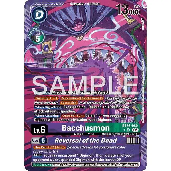 Digimon Trading Card Game Timeless Bonds Super Rare Bacchusmon // Reversal of the Dead BT26-080 [Alternate Art]