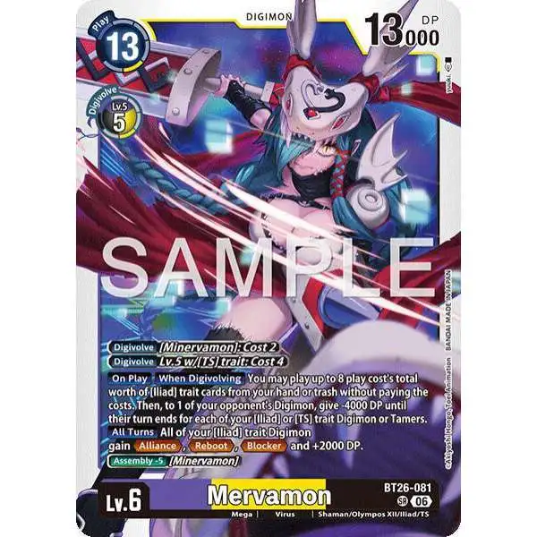 Digimon Trading Card Game Timeless Bonds Super Rare Mervamon BT26-081