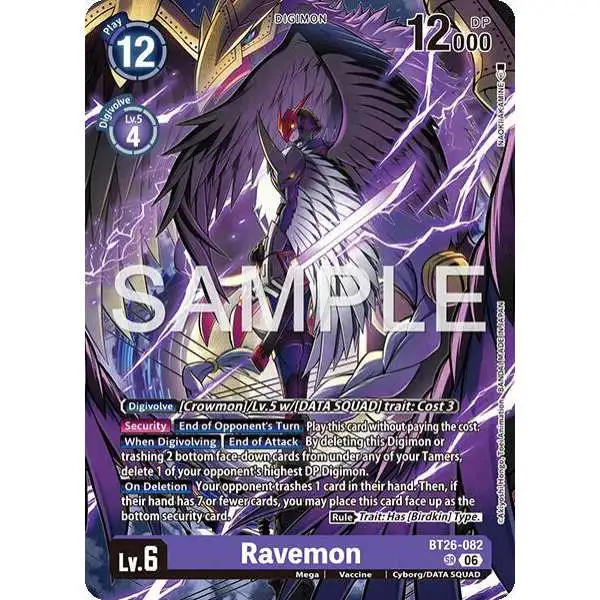 Digimon Trading Card Game Timeless Bonds Super Rare Ravemon BT26-082