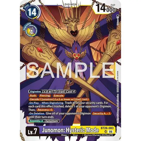 Digimon Trading Card Game Timeless Bonds Super Rare Junomon: Hysteric Mode BT26-083