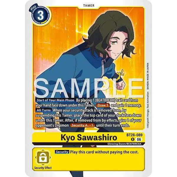 Digimon Trading Card Game Timeless Bonds Rare Kyo Sawashiro BT26-089