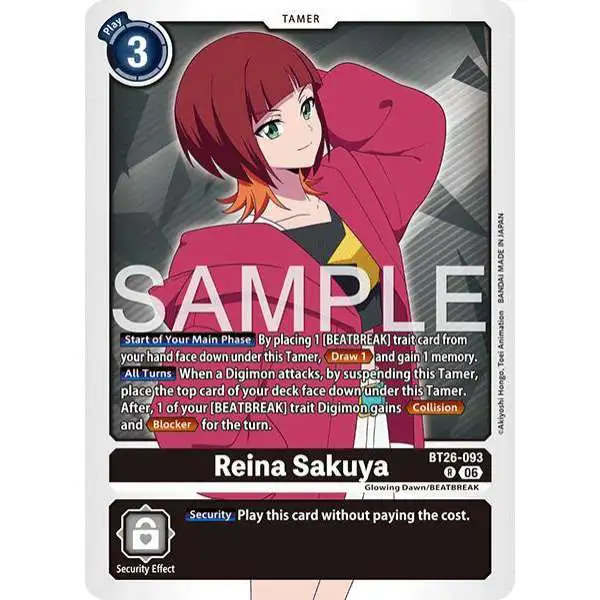 Digimon Trading Card Game Timeless Bonds Rare Reina Sakuya BT26-093