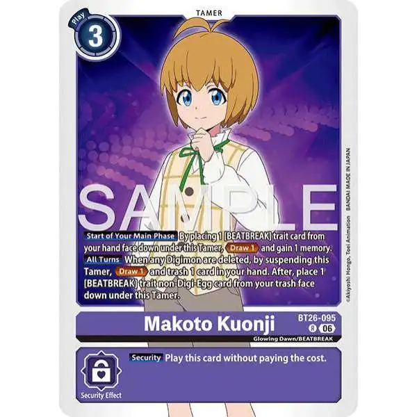Digimon Trading Card Game Timeless Bonds Rare Makoto Kuonji BT26-095