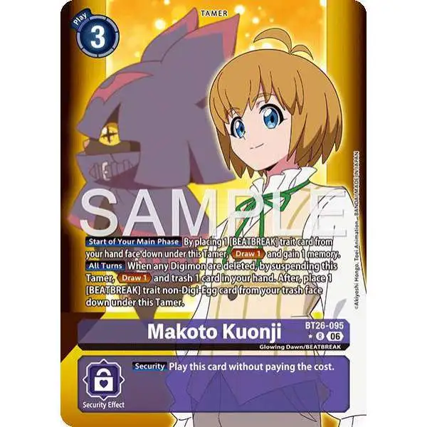 Digimon Trading Card Game Timeless Bonds Rare Makoto Kuonji BT26-095 [Alternate Art]