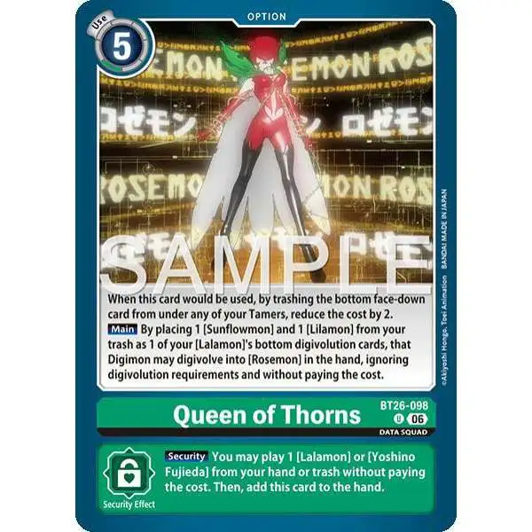Digimon Trading Card Game Timeless Bonds Uncommon Queen of Thorns BT26-098