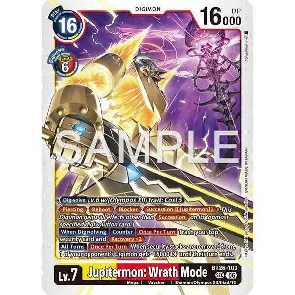 Digimon Trading Card Game Timeless Bonds Secret Rare Jupitermon: Wrath Mode BT26-103