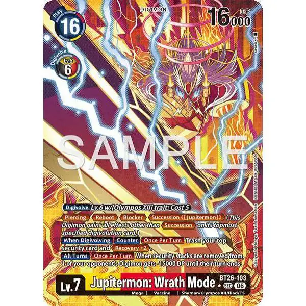 Digimon Trading Card Game Timeless Bonds Secret Rare Jupitermon: Wrath Mode BT26-103 [Alternate Art]