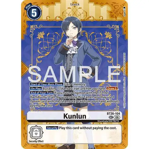 Digimon Trading Card Game Timeless Bonds Secret Rare Kunlun BT26-104