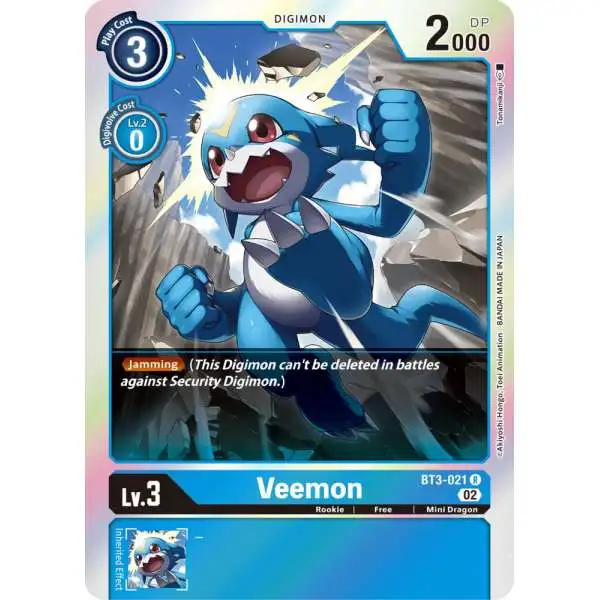 Digimon Trading Card Game Resurgence Booster Rare Veemon BT3-021 [Reprint]