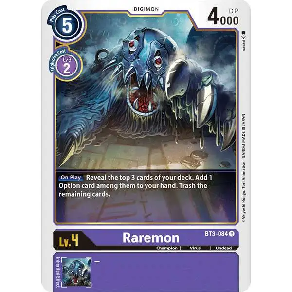 Digimon Trading Card Game Release Special Booster Rare Raremon BT3-084