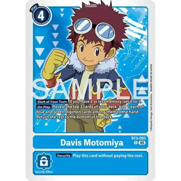 Trading Card Game Advanced Booster Digimon Generation Rare Davis Motomiya BT3-093 [Reprint]