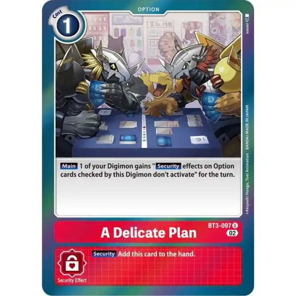 Digimon Trading Card Game Resurgence Booster Uncommon A Delicate Plan BT3-097 [Reprint]