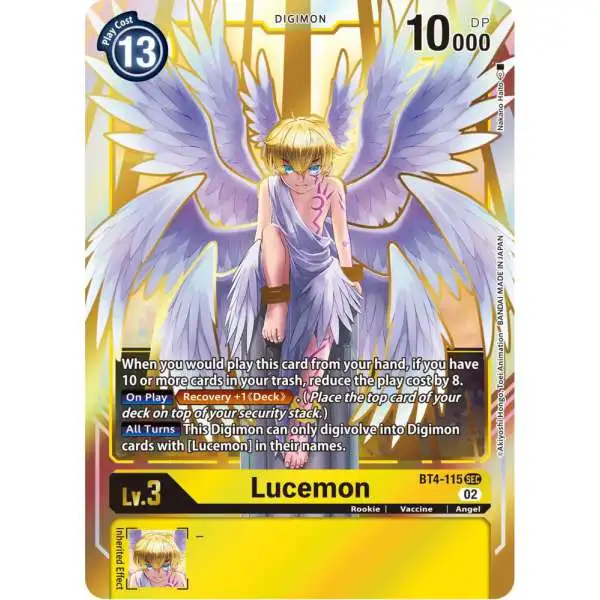 Digimon Trading Card Game Resurgence Booster Secret Rare Lucemon BT4-115 [Reprint]