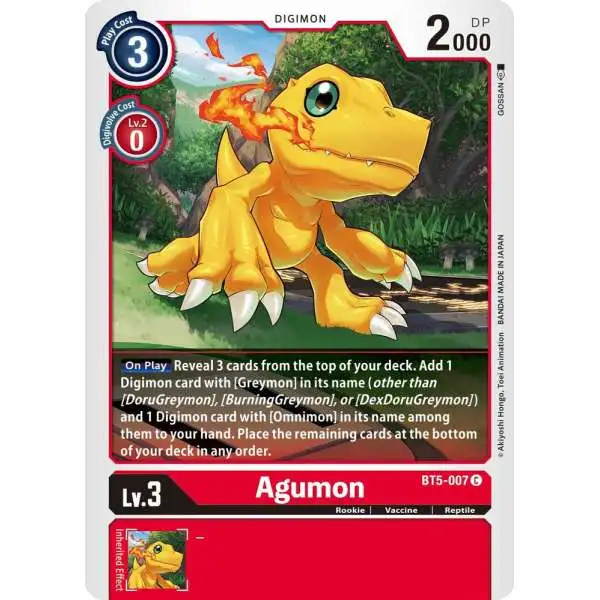 Digimon Trading Card Game Battle of Omni Common Agumon BT5-007