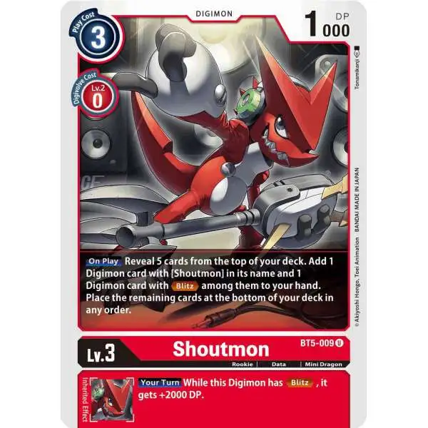 Digimon Trading Card Game Battle of Omni Uncommon Shoutmon BT5-009
