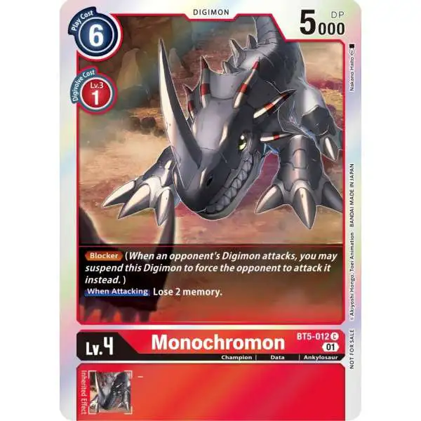 Digimon Trading Card Game Battle of Omni Promo Monochromon BT5-012 [ST-11 Special Entry Pack]