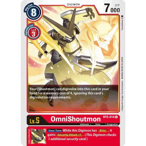 Digimon Trading Card Game Battle of Omni Rare OmniShoutmon BT5-014