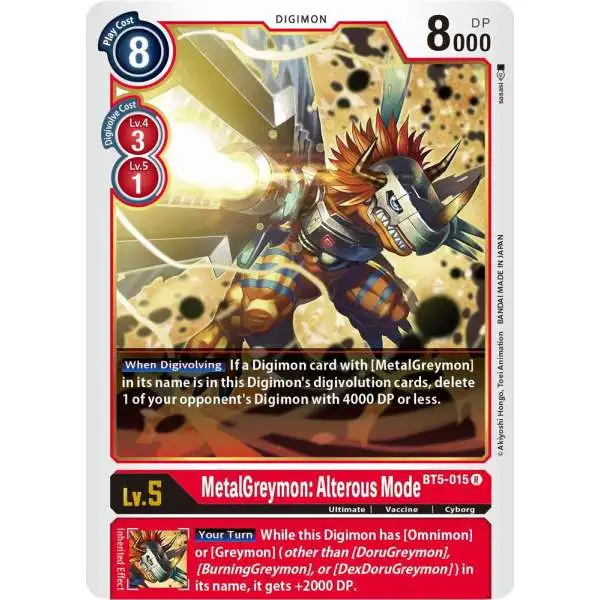 Digimon Trading Card Game Battle of Omni Rare MetalGreymon: Alterous Mode BT5-015
