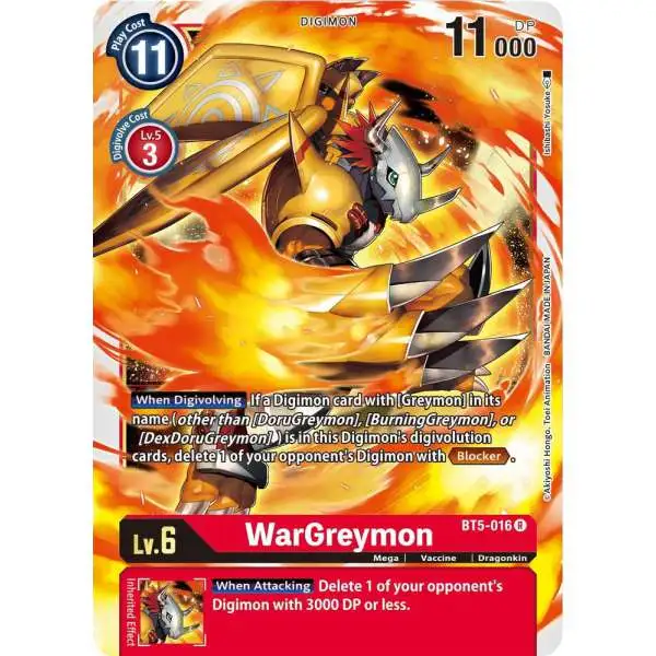 Digimon Trading Card Game Battle of Omni Rare WarGreymon BT5-016