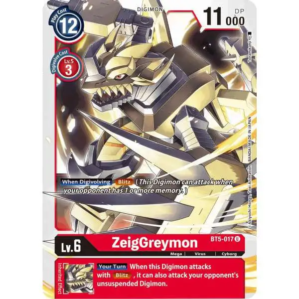 Digimon Trading Card Game Battle of Omni Uncommon ZeigGreymon BT5-017