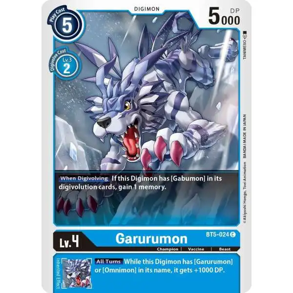 Digimon Trading Card Game Battle of Omni Common Garurumon BT5-024