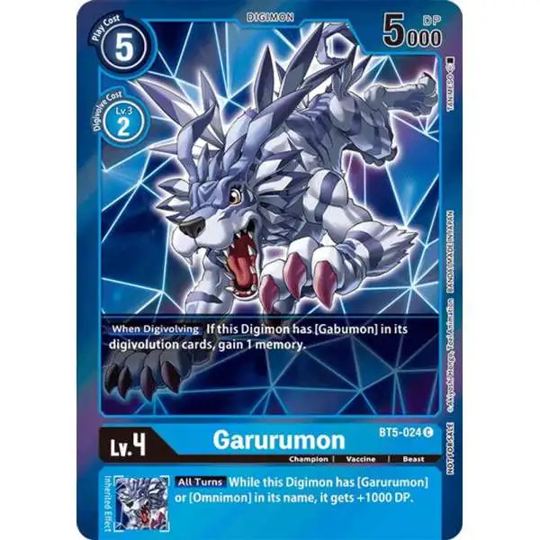 Digimon Trading Card Game Battle of Omni Common Garurumon BT5-024 [Event Pack 2]