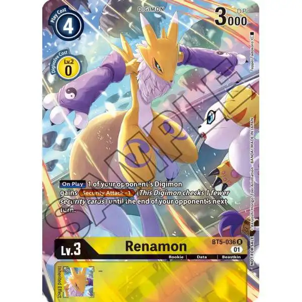 Digimon Trading Card Game Battle of Omni Rare Renamon BT5-036 [Tamer's Card Set 1]