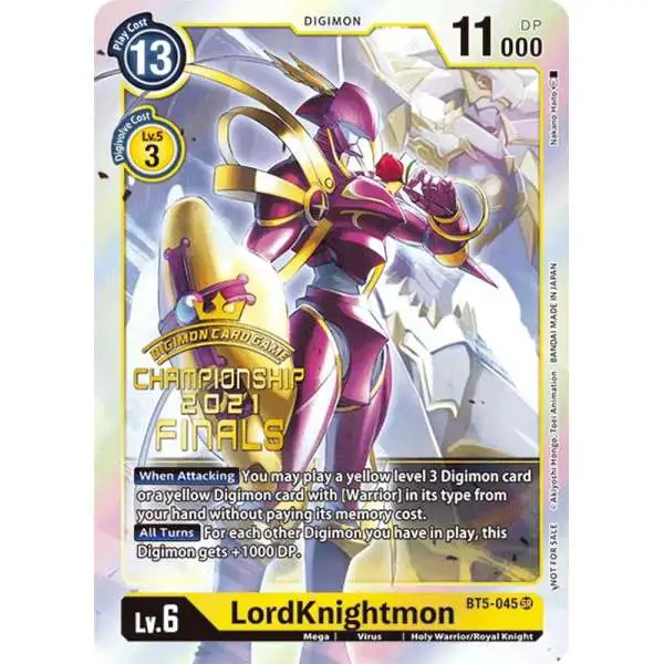 Digimon Trading Card Game Battle of Omni Super Rare LordKnightmon BT5-045 [2021 Championship Finals Event Pack Alt-Art Gold Stamp Set]