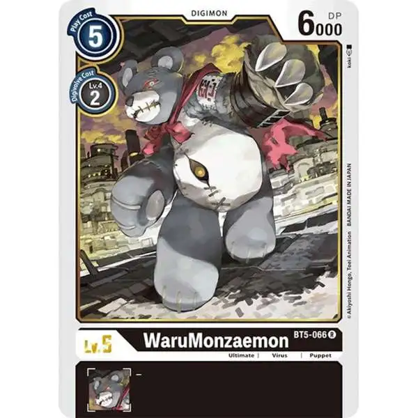 Digimon Trading Card Game Battle of Omni Rare WaruMonzaemon BT5-066