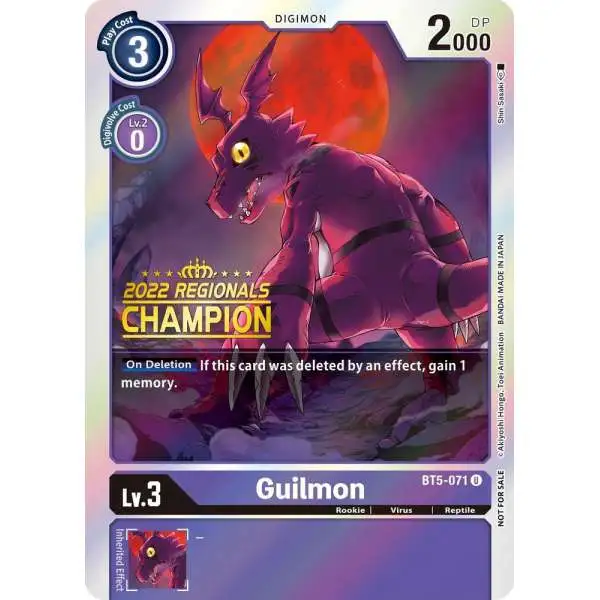 Digimon Trading Card Game Battle of Omni Uncommon Guilmon BT5-071 [2022 Championship Offline Regional [Online Champion]]