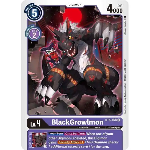 Digimon Trading Card Game Battle of Omni Common BlackGrowlmon BT5-076