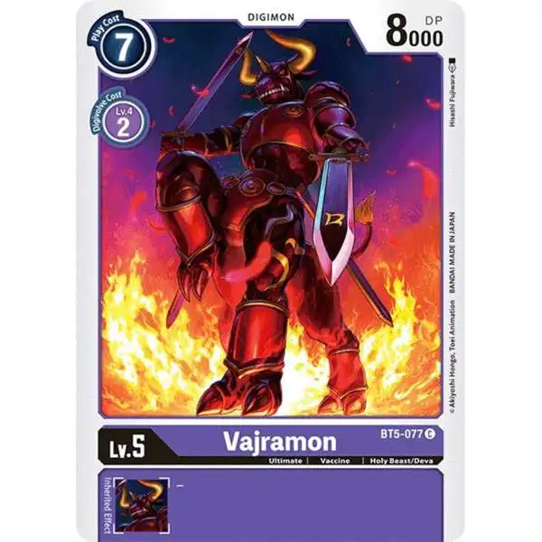 Digimon Trading Card Game Battle of Omni Common Vajramon BT5-077