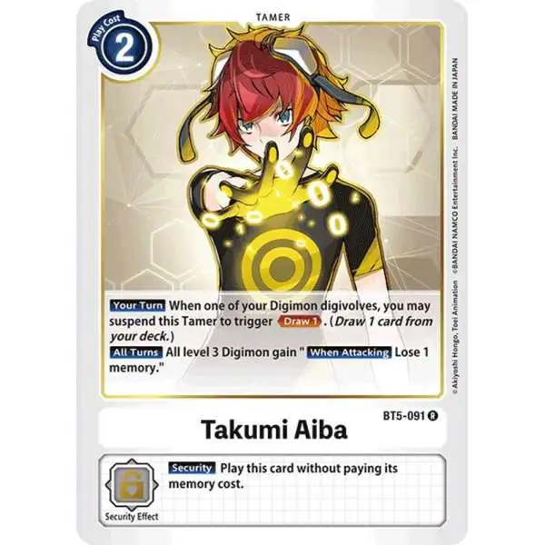 Digimon Trading Card Game Battle of Omni Rare Takumi Aiba BT5-091