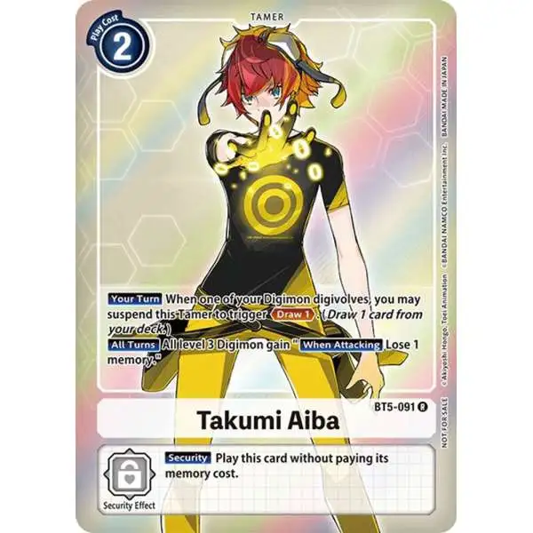 Digimon Trading Card Game Battle of Omni Rare Takumi Aiba BT5-091 [Box Topper]