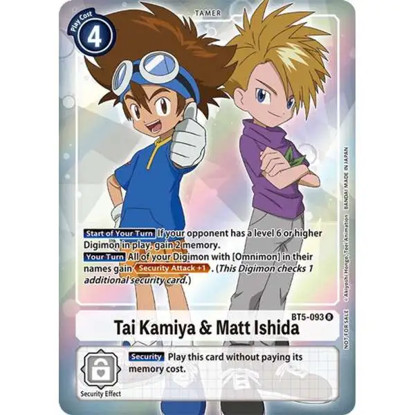 Digimon Trading Card Game Battle of Omni Rare Tai Kamiya & Matt Ishida BT5-093 [Box Topper]