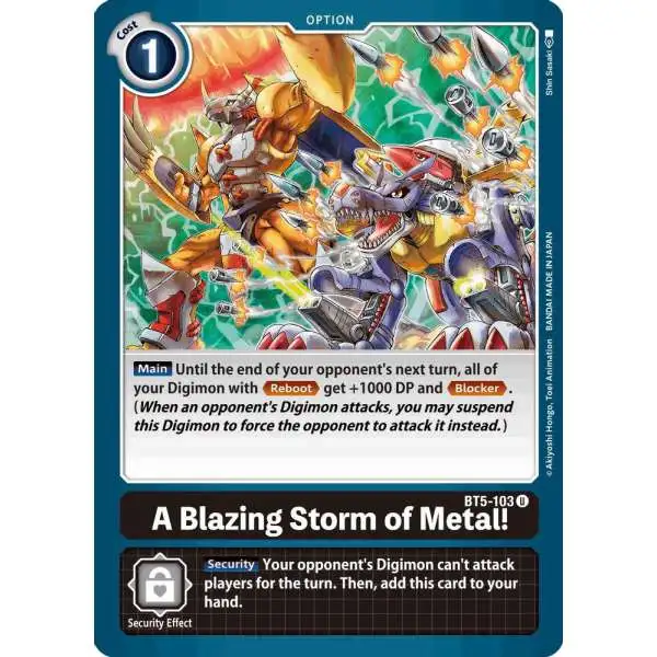 Digimon Trading Card Game Battle of Omni Uncommon A Blazing Storm of Metal! BT5-103