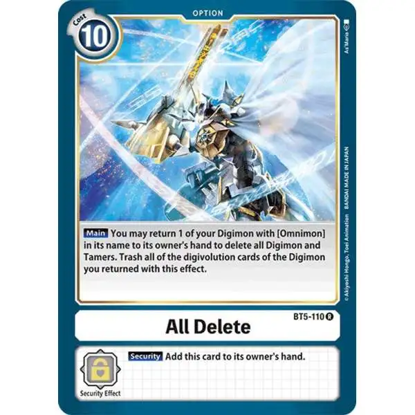 Digimon Trading Card Game Battle of Omni Rare All Delete BT5-110